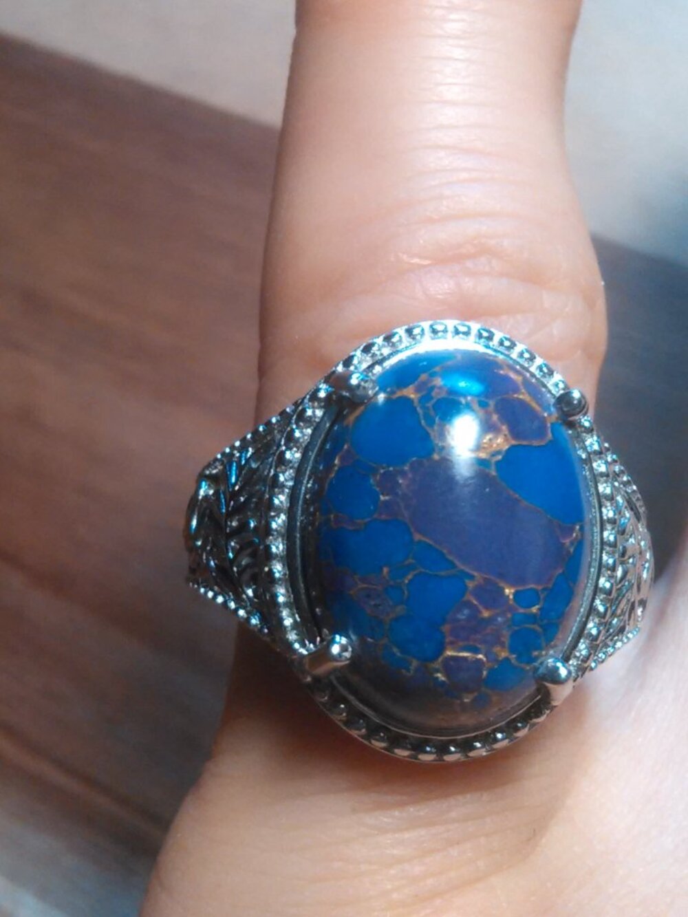 Mojave Purple Turquoise Stainless Steel Ring (Size 6)